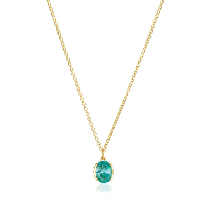 Heavy gem necklaces-Ellisse Carezza 18K Gold Plated Necklace w. Green Zirconia