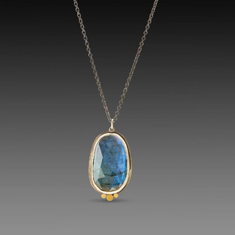 Akoya pearl necklaces-Labradorite Necklace with 22k Dots