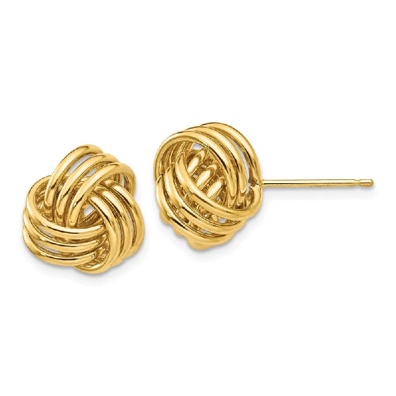 Star stud earrings-12mm Polished 3D Love Knot Earrings in 14k Yellow Gold