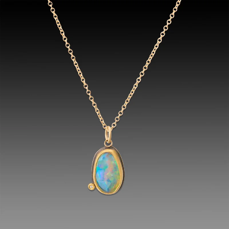 Tailored initial necklaces-Ethiopian Opal Necklace