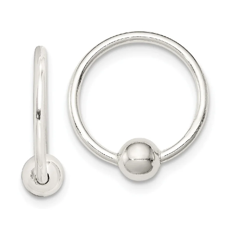 Lunar phase earrings-Ball Round Endless Hoop Earrings in Sterling Silver - 15mm (9/16 in)