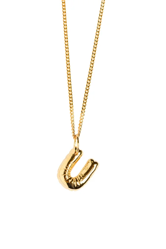 Crystal-wrapped necklaces-Letter U Gold Plated Necklace