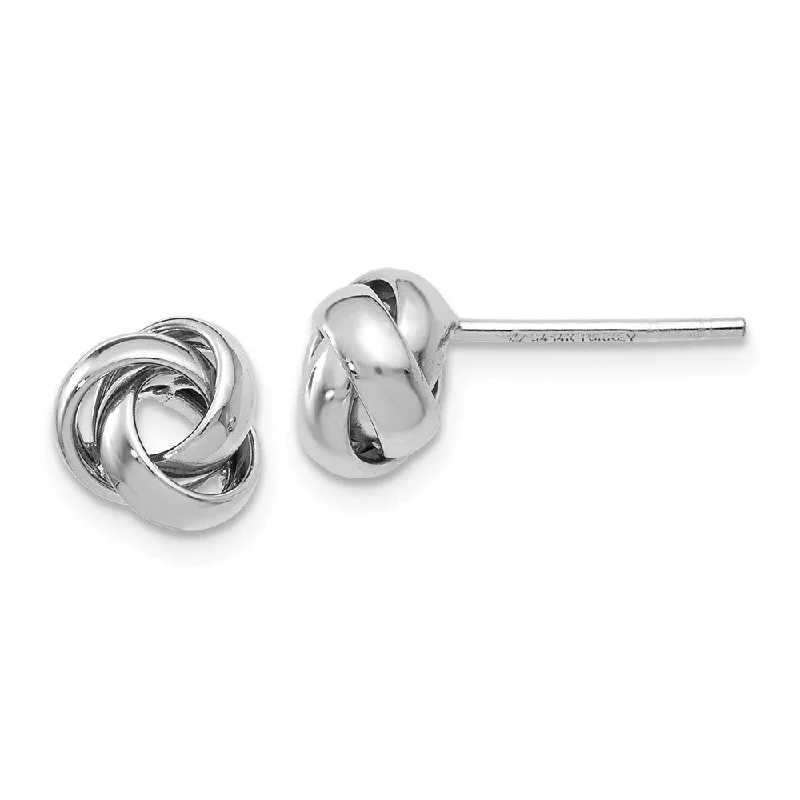 Nomad feather earrings-7mm (1/4 Inch) Polished Love Knot Post Earrings in 14k White Gold