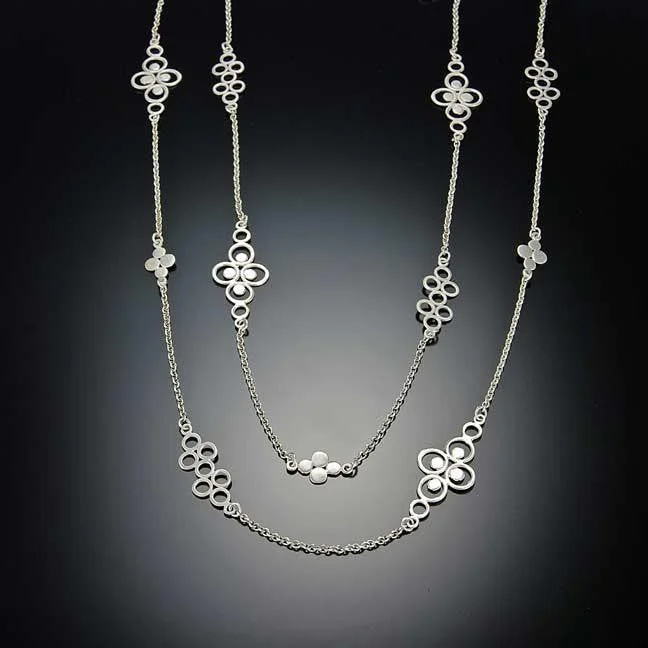 Petite charm necklaces-Silver Filigree Chain Necklace