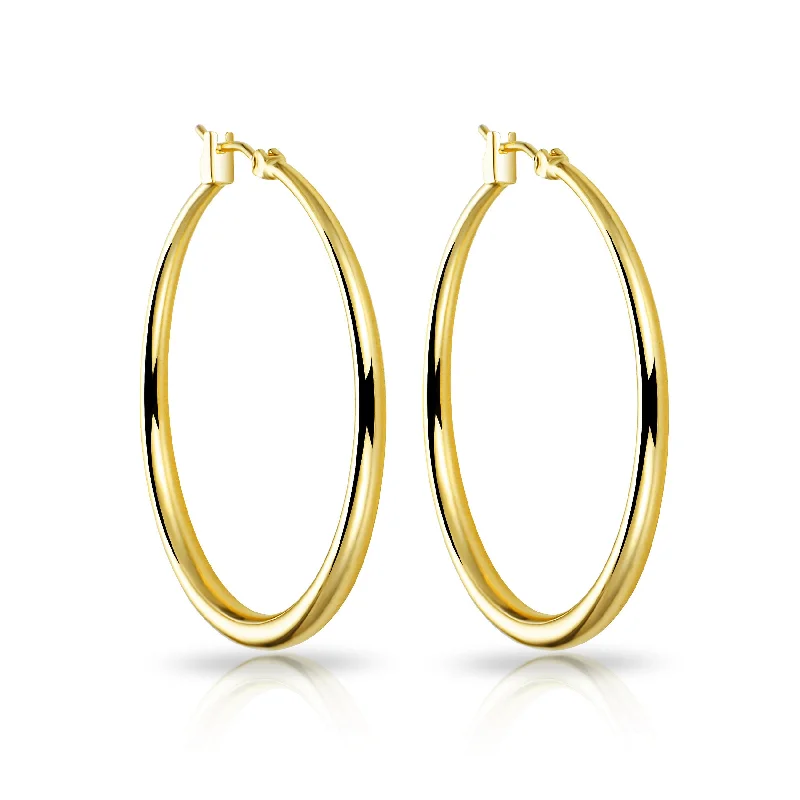 Oval drop earrings-Gold Plated 40mm Hoop Earrings