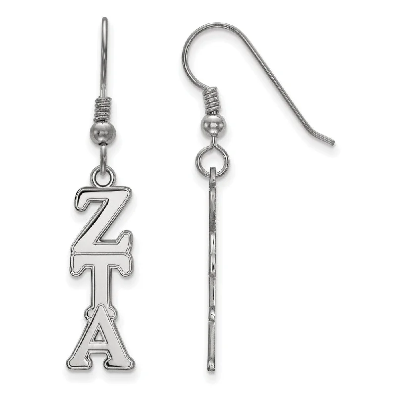 Solar themed earrings-Sterling Silver Zeta Tau Alpha Dangle Medium Earrings