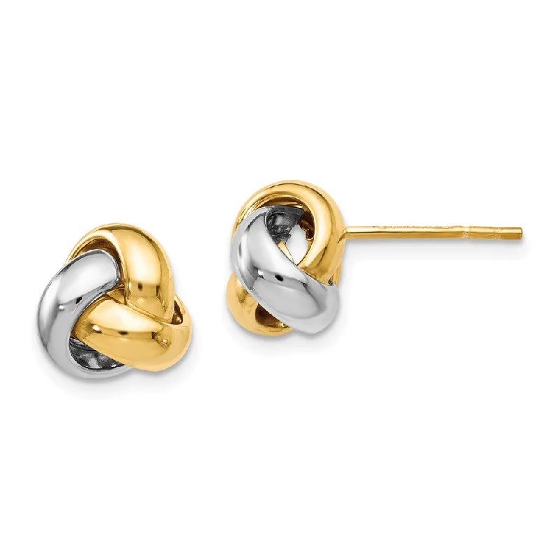 Embossed disc earrings-8.5mm (5/16 Inch) 14k Two-Tone Gold Polished Love Knot Stud Earrings