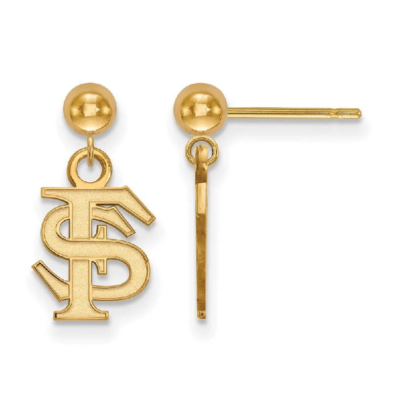 Sweeping art earrings-14k Yellow Gold Florida State University Ball Dangle Earrings