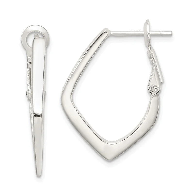 Stained clay earrings-Geometric Hoop Earrings in Sterling Silver - 30mm (1 1/8 Inch)