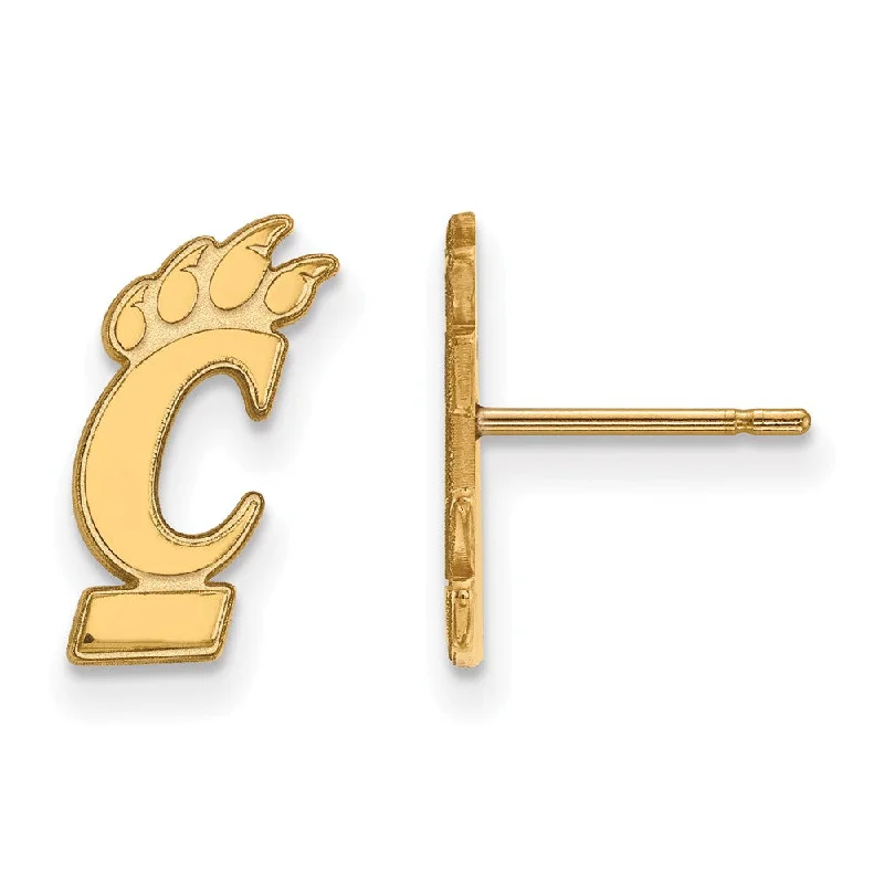 Sweeping design earrings-10k Yellow Gold University of Cincinnati Small Post Earrings