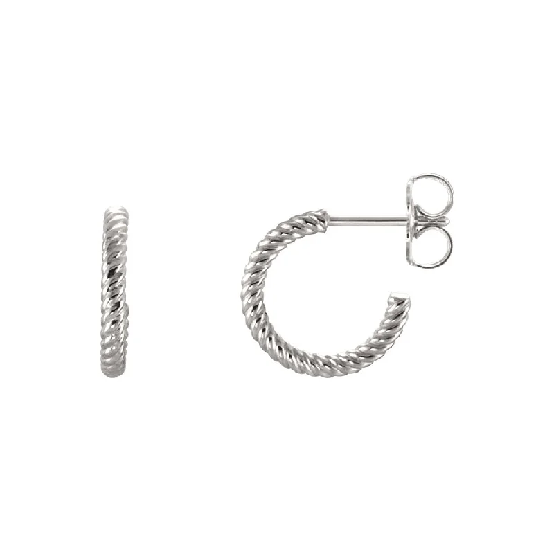 Intricate drop earrings-Rope Hoop Earrings in Continuum Sterling Silver, 12mm (7/16 Inch)