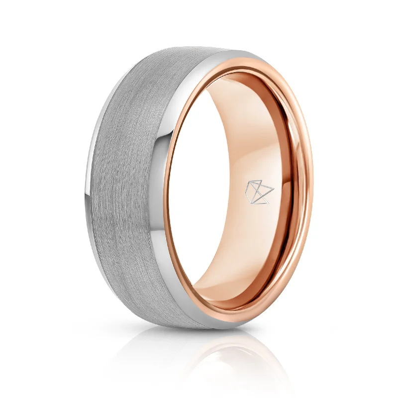 Wave shape rings-Silver Tungsten Ring - Rose Gold