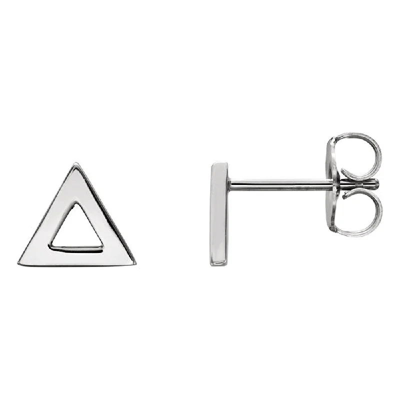 Lavish statement earrings-7mm (1/4 Inch) Polished 14k White Gold Tiny Triangle Post Earrings