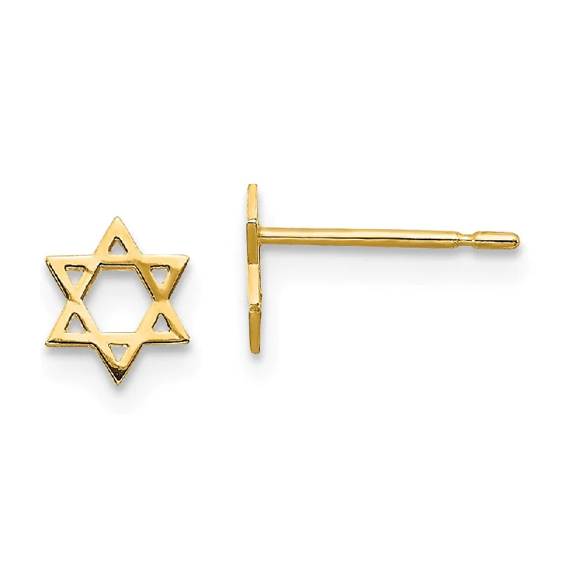 Kunzite stone earrings-Kids 5mm Child's Star of David Post Earrings in 14k Yellow Gold