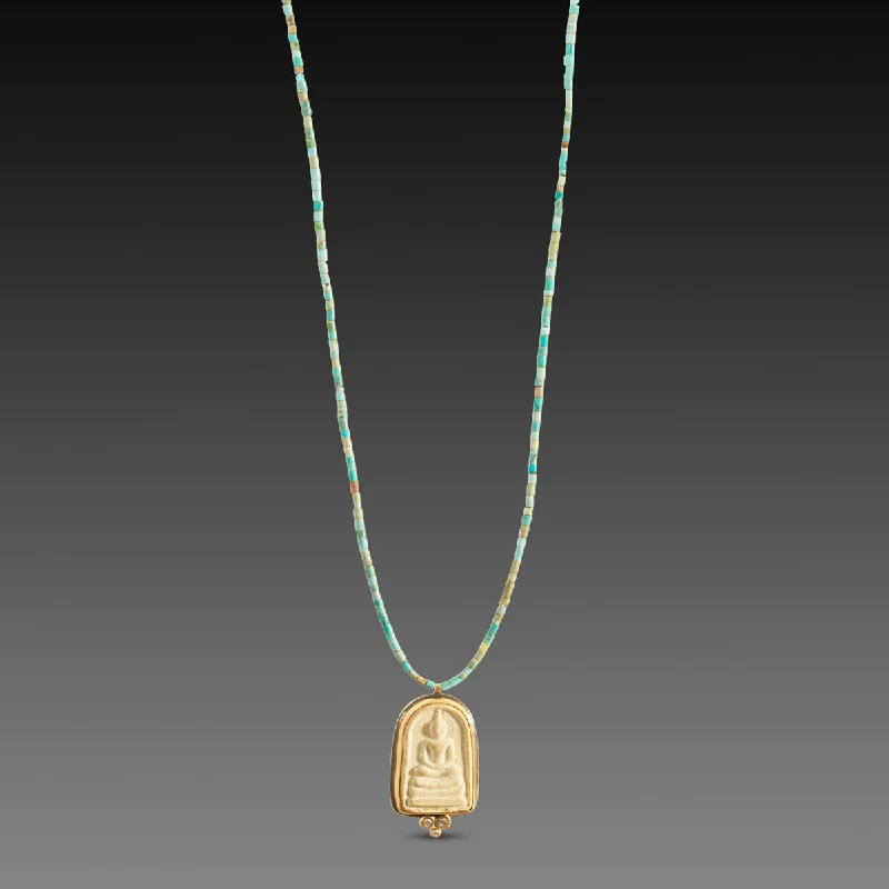 Hope charm necklaces-Buddha Amulet on Turquoise Strand