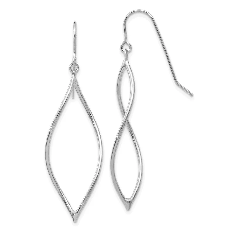 Ancient coin earrings-14k White Gold Twisted Oblong Dangle Earrings