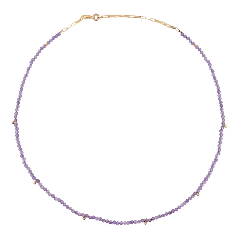 Sweeping design necklaces-Gold Plated Necklace w. Amethyst