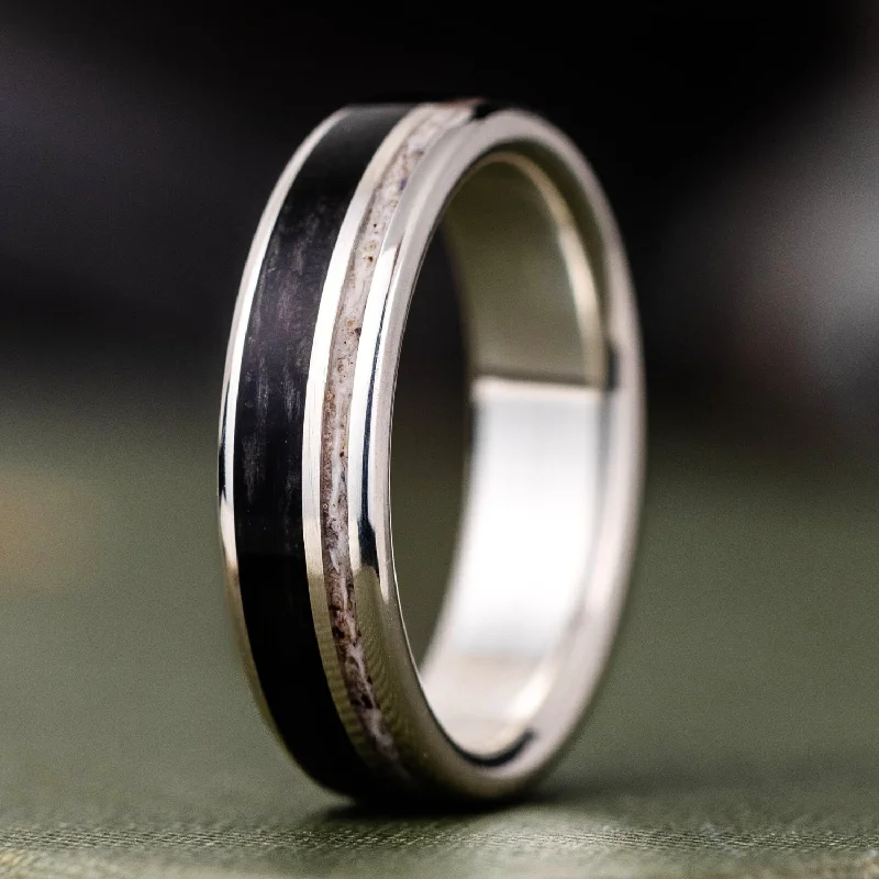 Warding eye rings-The Audrey | Women's Whiskey Barrel & Antler Silver Ring