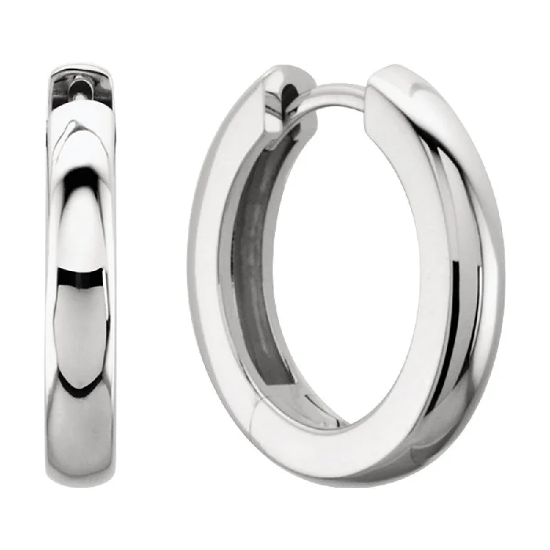 Breezy hoop earrings-3 x 14mm (1/8 x 9/16 Inch) 14k White Gold Hinged Round Hoop Earrings