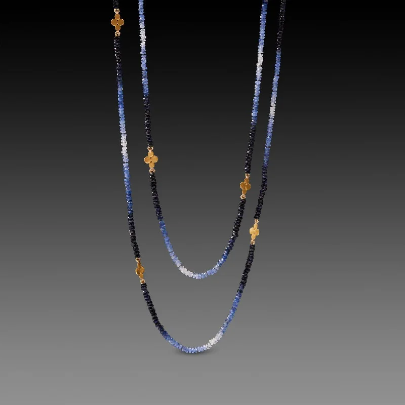 Five-layer necklaces-Long Ombre Sapphire Necklace