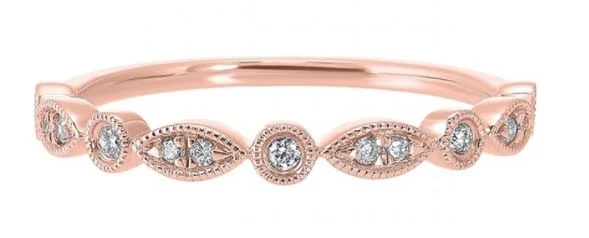 Woven thread rings-14K Rose Gold 0.10cttw Diamond Stackable Ring