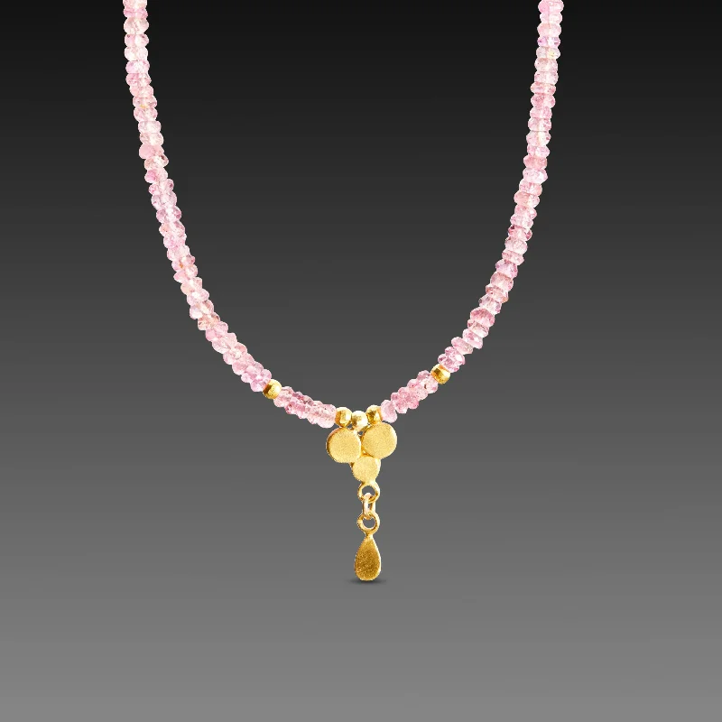 Braided knot necklaces-Pink Sapphire Beaded Necklace