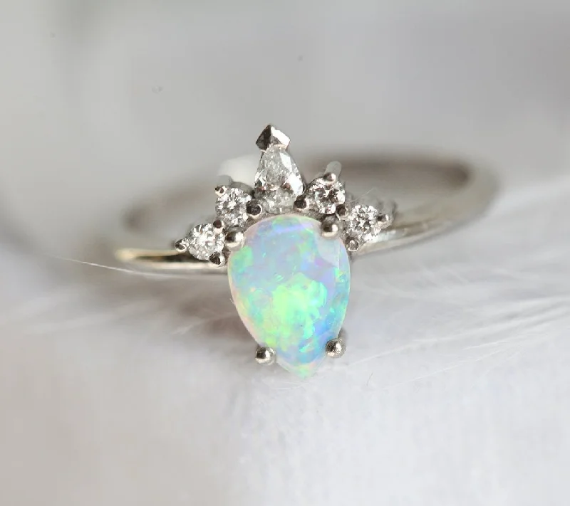 Lavish cocktail rings-Kimora Pear Opal Ring