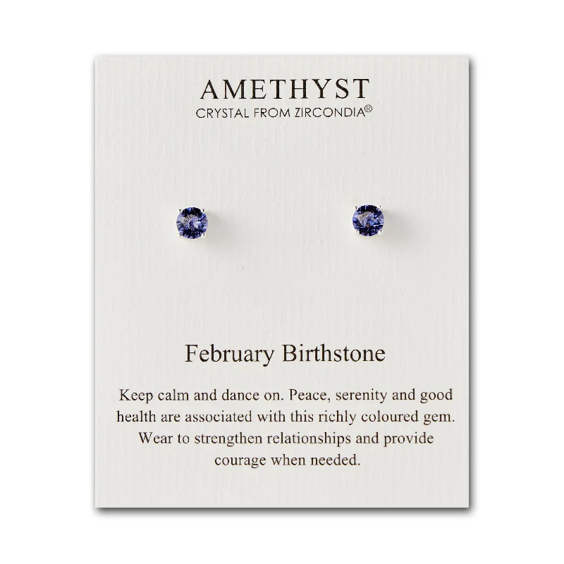 Spiral wire earrings-February (Amethyst) Birthstone Earrings Created with Zircondia® Crystals