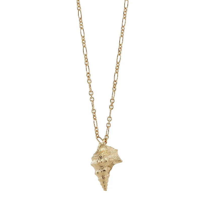 Floating gem necklaces-Large Seashell Necklace Gold Plated