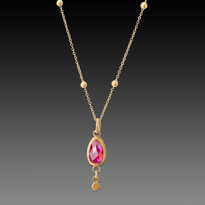 Thin bar necklaces-Ruby Teardrop Necklace