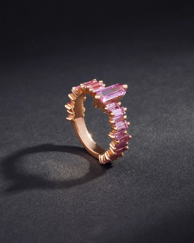 Sweeping art rings-One of a Kind Aurora Pink Sapphire Ring