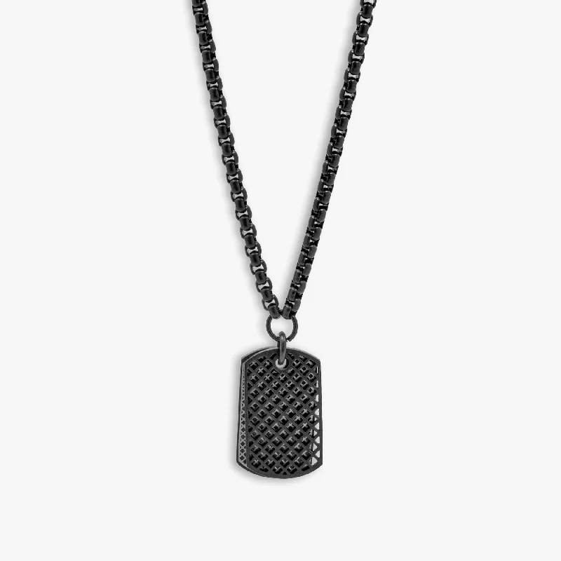 Sacred cross necklaces-RT Elements Dog Tag Necklace In Black IP Plated Stainless Steel