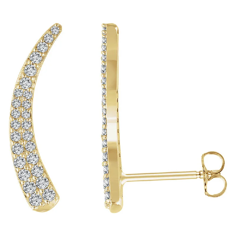 Tarnished silver earrings-2x 20mm 14k Yellow Gold 3/8 CTW (H-I, I1) Diamond Tapered Ear Climbers