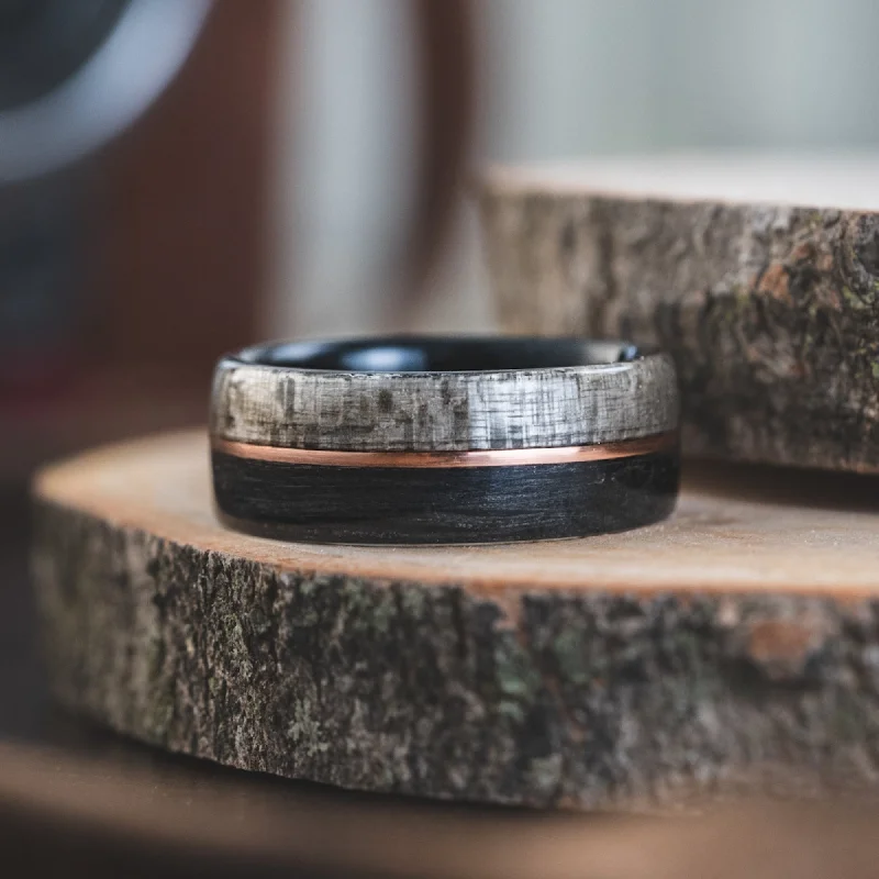 Reef inlay rings-Half Inlay Custom Wood Ring