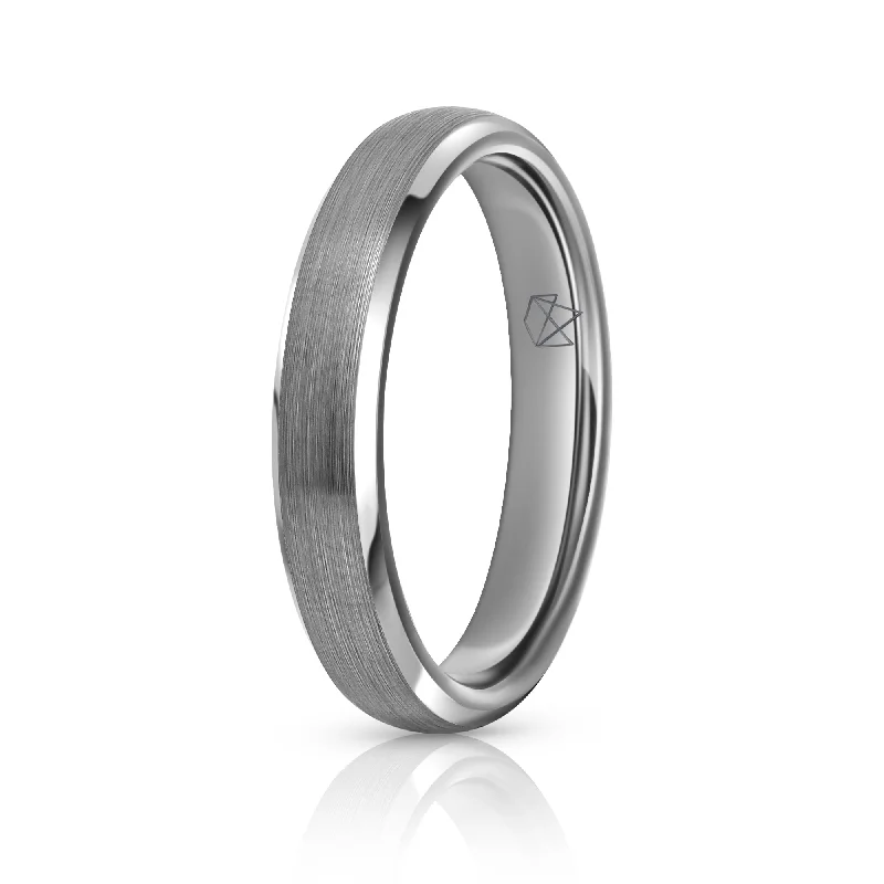 Chained design rings-Silver Tungsten Ring - Minimalist - 4MM