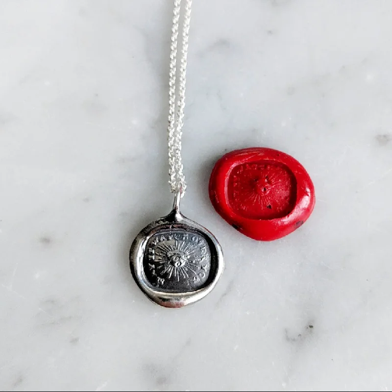 Stone cluster necklaces-May It Watch Over You Wax Seal Necklace