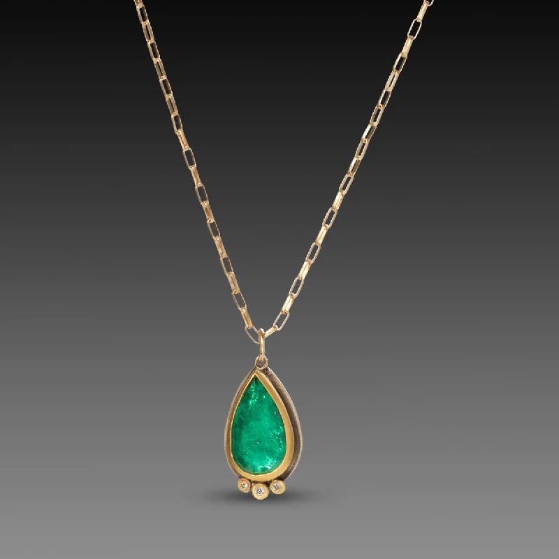 Floating gem necklaces-Teardrop Emerald Necklace