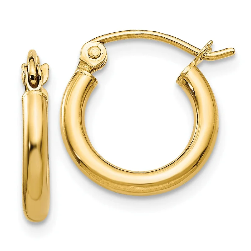 Bold cuff earrings-2mm x 12mm 14k Yellow Gold Classic Round Hoop Earrings