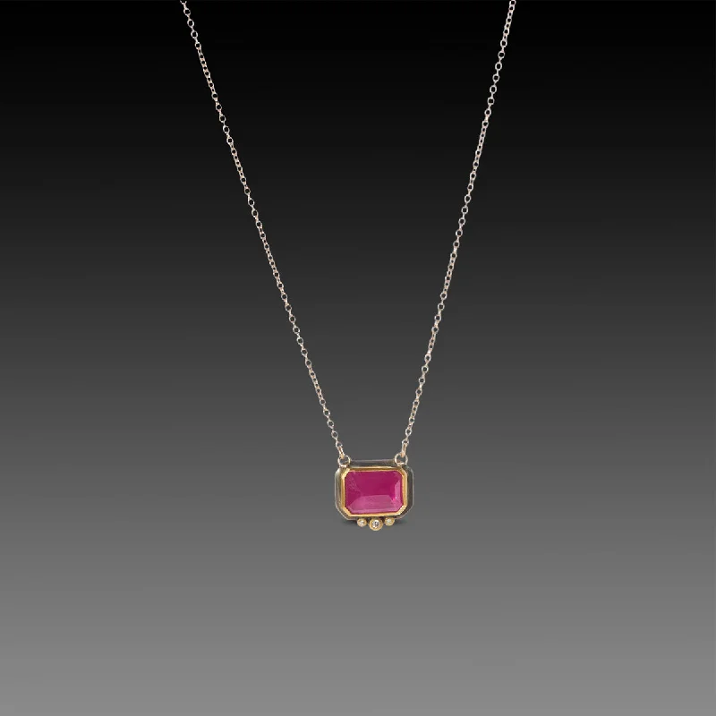 Oxidized bronze necklaces-Ruby Necklace with Diamonds