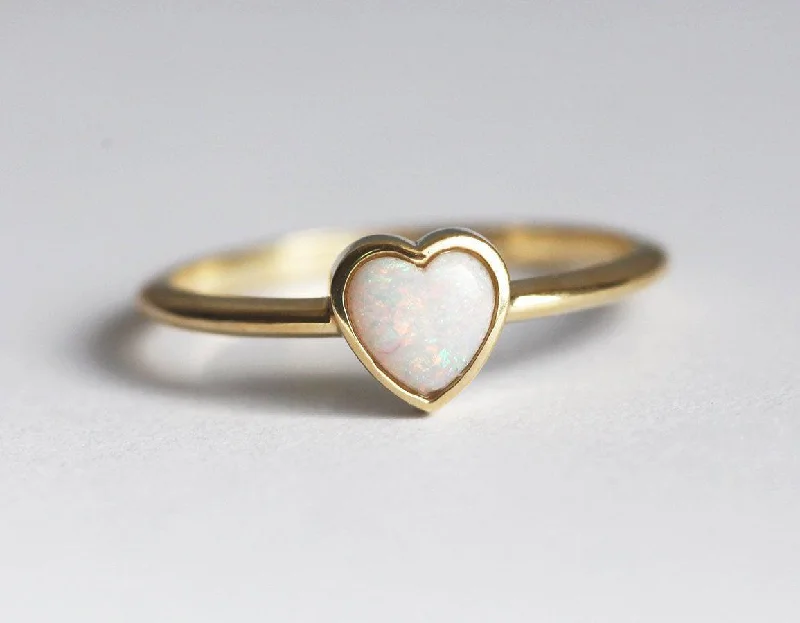 Woven thread rings-Lois Heart Opal Ring