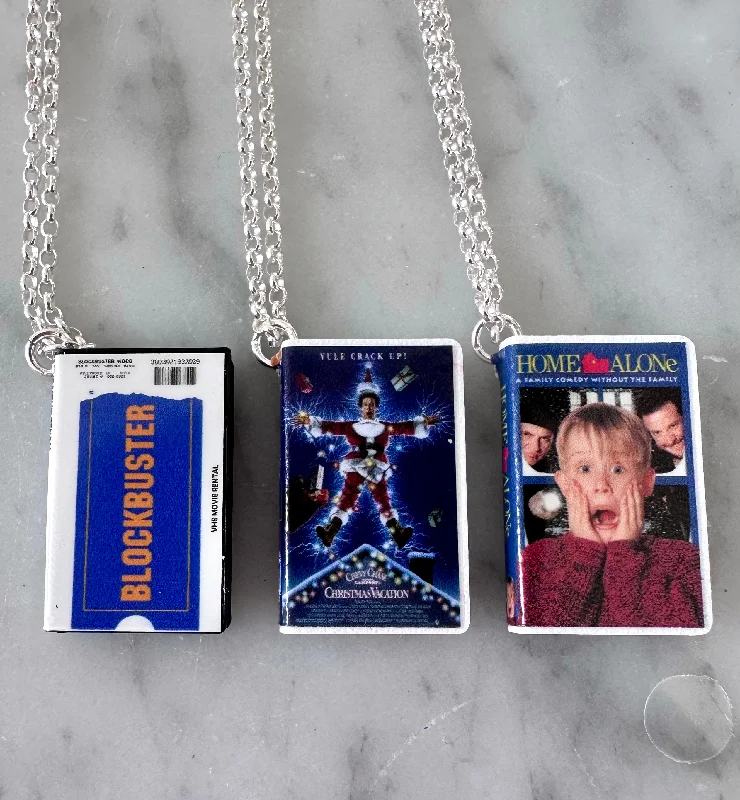 Tilted design necklaces-Miniature Vintage VHS Necklaces