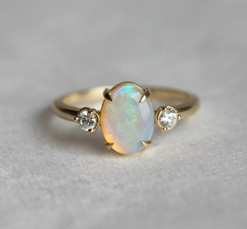 Satin weave rings-Karla Opal Ring