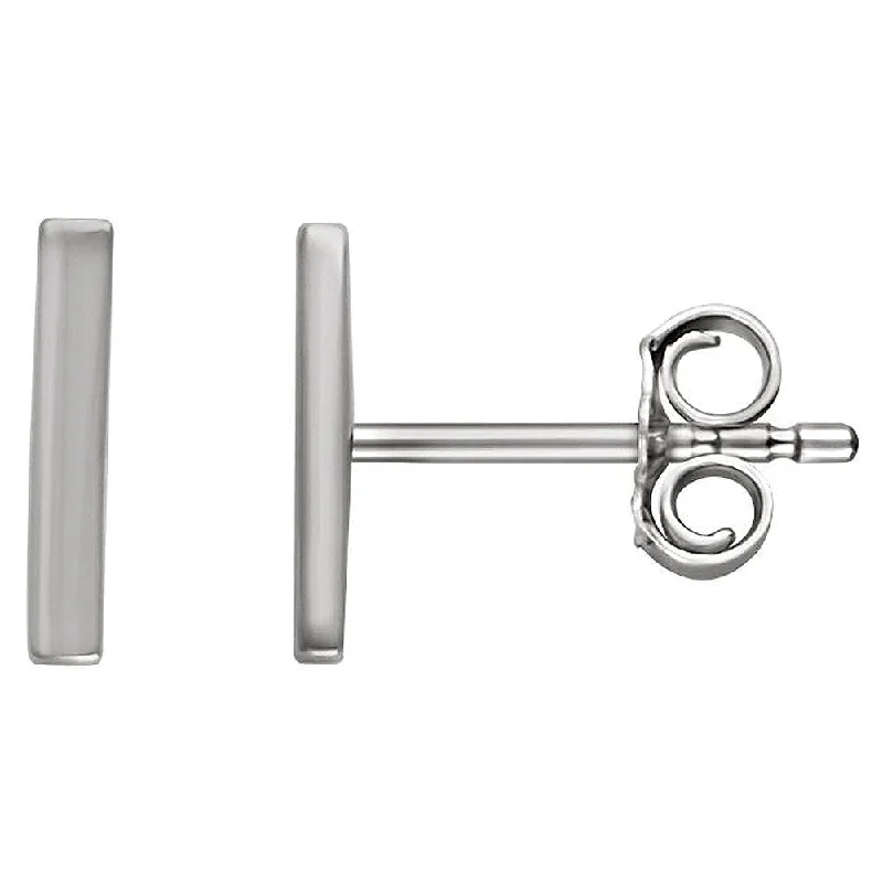 Carved texture earrings-1.8 x 8.7mm (3/8 Inch) Platinum Small Vertical Bar Earrings