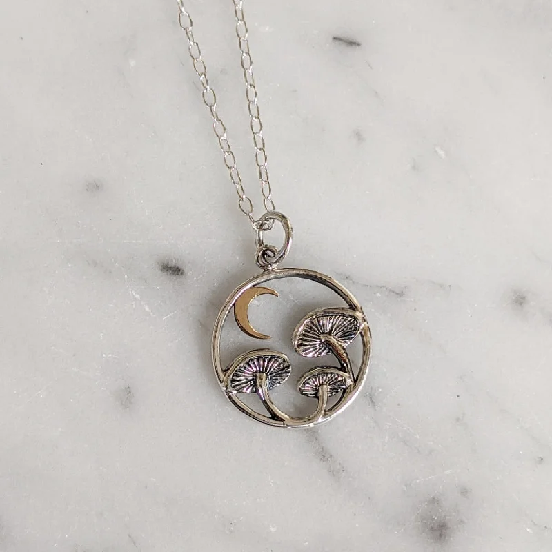 Intricate filigree necklaces-Moonlit Mushroom Necklace