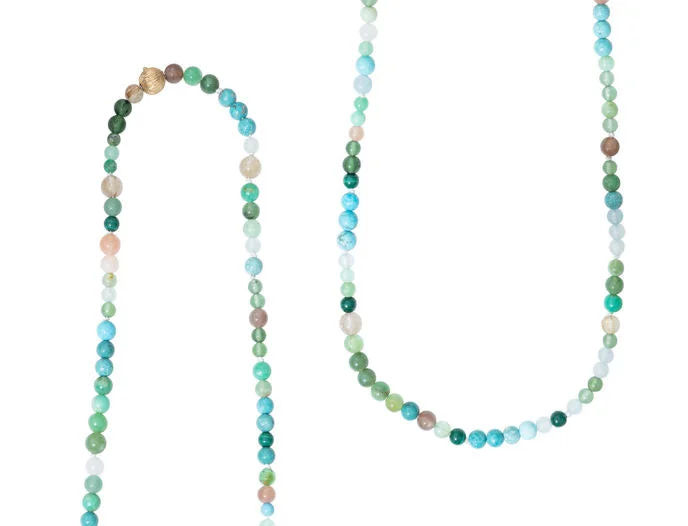 Sturdy chain necklaces-Bead collier Pearls, Turquoise 80 cm.