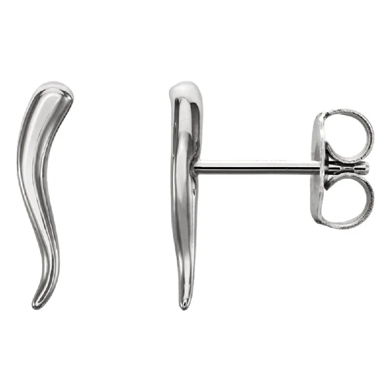 Bowed loop earrings-2.8mm x 12mm (7/16 Inch) Sterling Silver Small Italian Horn Earrings