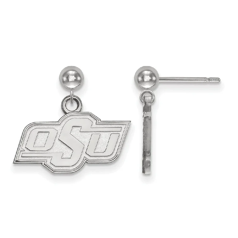 Plain stud earrings-Sterling Silver Oklahoma State University Ball Dangle Earrings