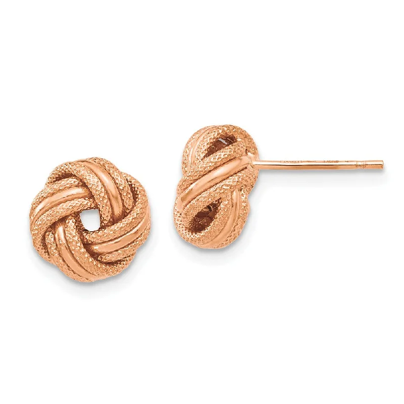 Intricate drop earrings-8.5mm (5/16 in) 14k Rose Gold Polished & Textured Love Knot Earrings