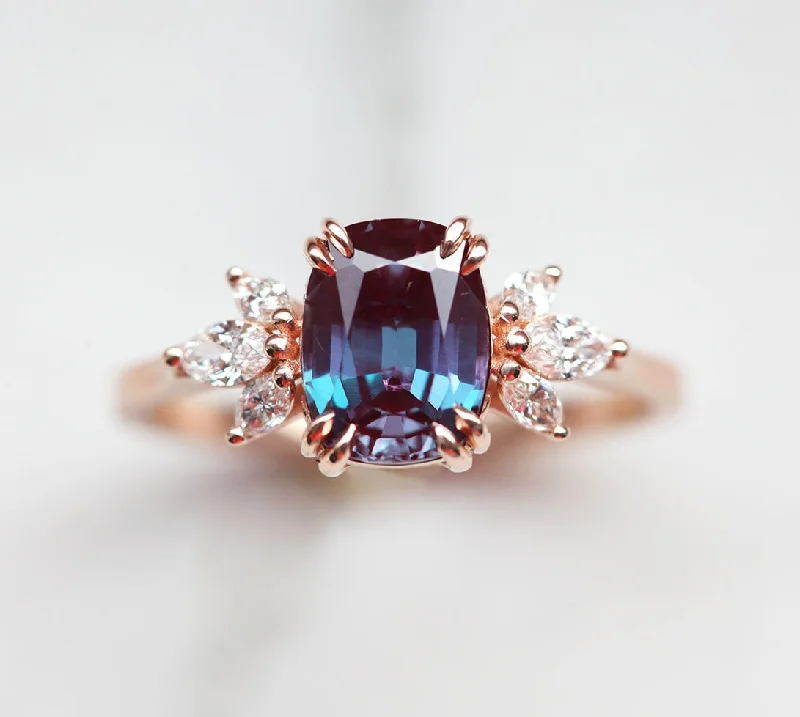 Bare dot rings-Nicola Alexandrite Ring With Diamonds