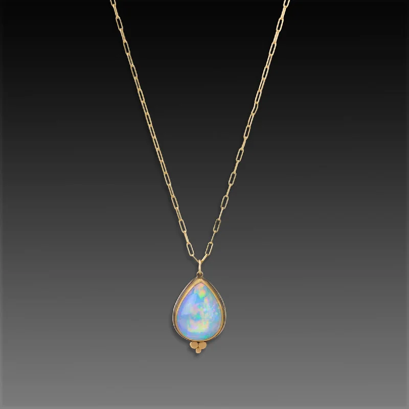 Heirloom locket necklaces-Ethiopian Opal Teardrop Necklace